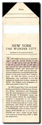 브루클린 다리의 전경 — NEW YORK, The Wonder City의 기념엽서 — The American Art Publishing Co. — 뒷면