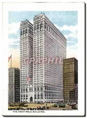 Antieke ansichtkaart New York Brooklyn Bridge The Equitable Building — Achterkant