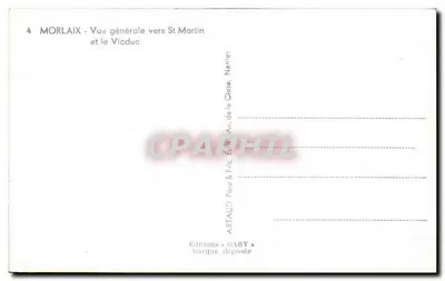 Morlaix — Vista general hacia Saint-Martin y el Viaducto — Ediciones Gaby — Reverso