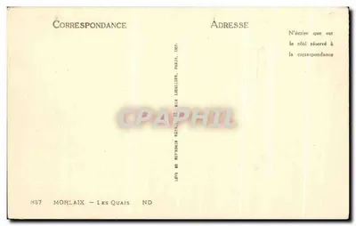 Morlaix — Les Quais — Editora: Lévy et Béthune, Paris — Verso