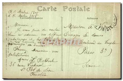 Morlaix — Chemin du Bas de la Rivière, a Casa de Palha — JND — Verso