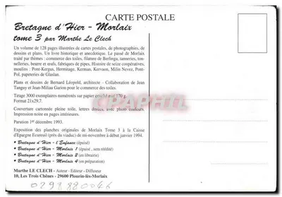 Morlaix — La vieille porteuse d'eau fumant sa pipe — Éditeur E.D. n°228 — Verso