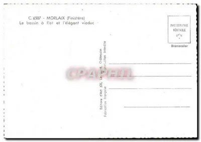 O bassin à flot e o elegante viaduc — Morlaix (Finistère) — Éditions d'Art JOS — Verso