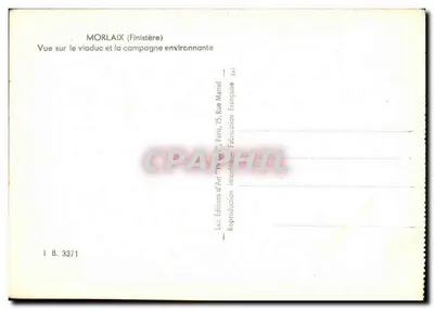 Morlaix (Finistère) — Vista sobre o viaduto e a campina circundante — Éditions d'Art 'VY' Paris, 15 Rue Marlet — Verso