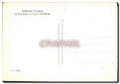 Morlaix (Finistère) — La Rue Basse y la Iglesia de San Mateo — Ediciones de Arte 'Vyon', París — Reverso