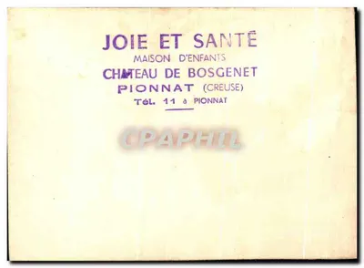Castelo de Bosgenet — Pionnat (Creuse) — Alegria e Saúde Casa de Crianças — Verso