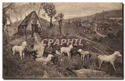 Bernalette Soubirous cuidando dos carneiros no vilarejo de Bartrès — edição dos Arts Photographiques, Strasbourg
