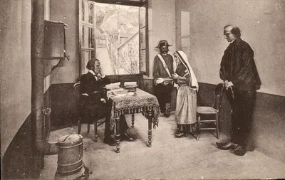 Bernadette Soubirous — Arrestação diante do comissário de polícia Jacomet — Almanach dos Arts Phénoméniques, Strasbourg