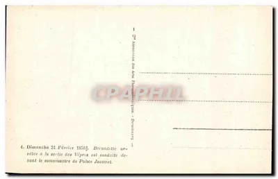 Bernadette Soubirous — Arrestação diante do comissário de polícia Jacomet — Almanach dos Arts Phénoméniques, Strasbourg — Verso