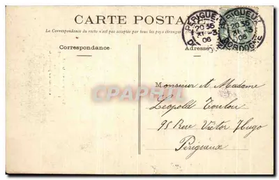 Para stojąca przy koszyku z rybami — Sainte Faitte, 1 kwietnia — wydawca nieznany — Rewers
