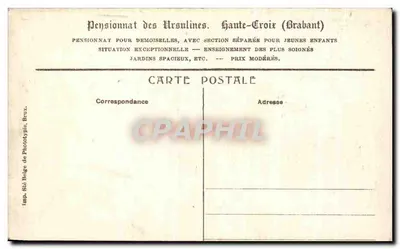 Pensionato das Ursulinas, Haute-Croix — Interior de uma quarto pequeno — Imp. Sté Belge de Phototypie, Bruxelas — Verso