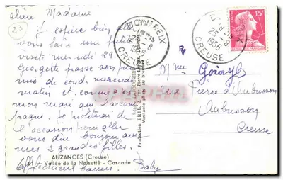 Vale da Noisetière - Cachoeira — Auzances (Creuse) — Edição La Fournière — Verso