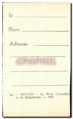 Rouen — Most Corneille i Katedra — wydawca nieznany, nr 24 — Rewers