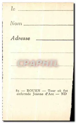 Stara pocztówka Rouen Tour ou fut enfermee Jeanne d'Arc — Rewers