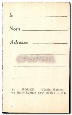 Rouen — rue Saint-Romain — Vieille Maison (xve siècle) — Verso