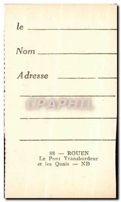 O Ponte Transbordeur — Rouen — editor não identificado, número de série 88 — Verso