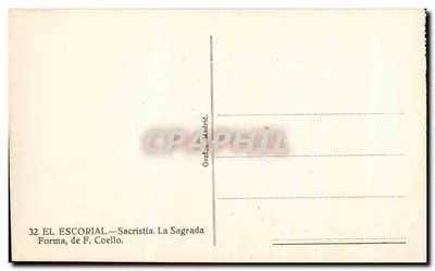 El Escorial — Sacristia. A Forma Sagrada — Gráficos de F. Coello — Verso