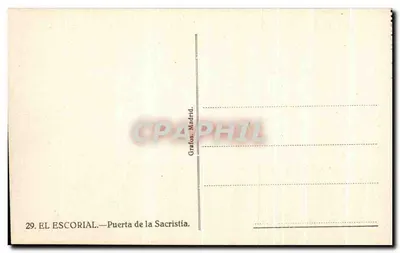 El Escorial — Porta da sacristia — Grafos, Madrid, n°29 — Verso