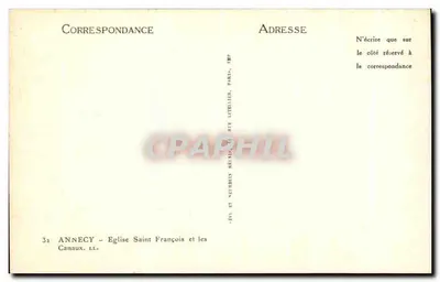 Annecy — Kościół św. Franciszka i Kanały — Rite Litellier, Paryż — Rewers