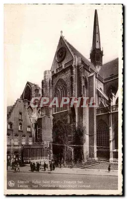 Église Saint-Pierre - Transept Sud — vue de l'édifice gothique avec son clocher à flèche, éditeur Neis, Louvain