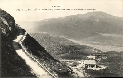Rota pitoresca Murat-Puy-Mary-Salers — Um curva perigosa — editor Aurillac