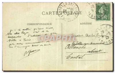 Stara pocztówka Camiers Nowy Krzyż ustawiony w 1912 roku — Rewers