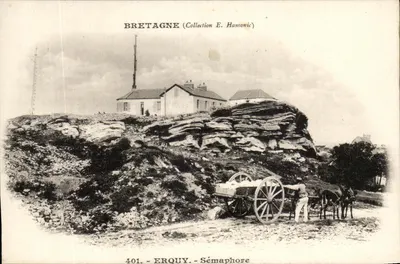 Bilhete postal antigo Erquy Semaphore