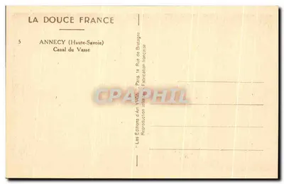 Annecey — Canal do Vasse — Les Éditions d'Art Yvoux — Verso