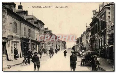 Bilhete postal antigo Fourchambault Rue Gambetta TOP
