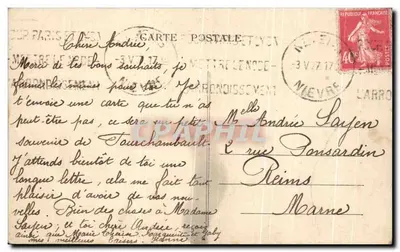Bilhete postal antigo Fourchambault Rue Gambetta TOP — Verso