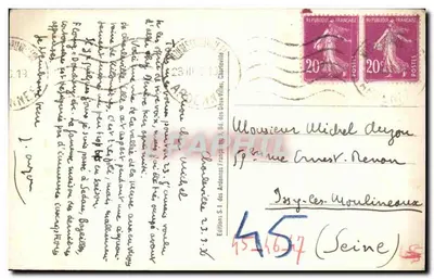 Bilhete postal antigo Montherme A Curva do Rio Meuse vista da Longa Rocha — Verso