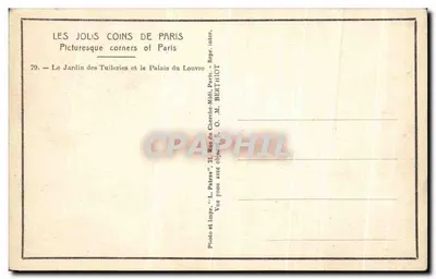 Jardin des Tuileries und Palais du Louvre — Les Jolis Coins de Paris — L. Patras — Rückseite