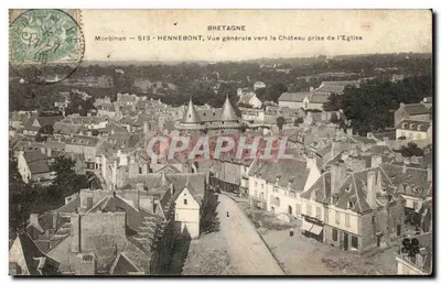Hennebont — Vista geral em direção ao Castelo tirada da Igreja — Morbihan — 513