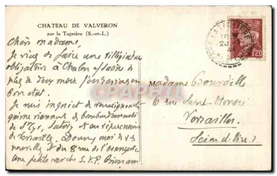 Zamek Valveron — przez Tagnière (S.-et-L.) — Rewers