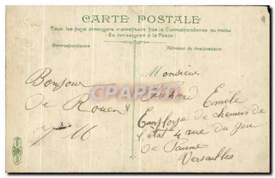 Bilhete postal antigo Rua do Tour Saint Laurent em Rouen — Verso
