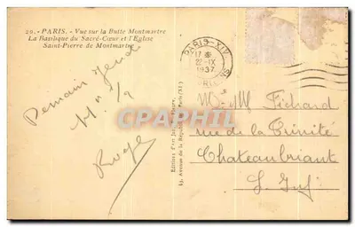 Paris - Ansicht von Montmartre - Die Basilika des Heiligen Herzens und die Kirche Saint-Pierre von Montmartre — Verlag Jan, Nr. 20 — Rückseite