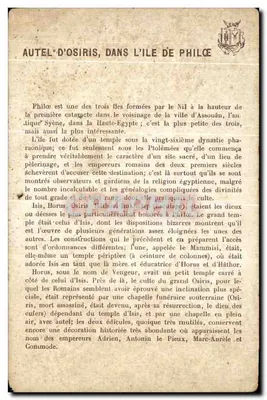 Autel Osiry, wyspa Philoé (Egipt) — Monuments Antyczne — Wydawca: F. G. C. — Rewers