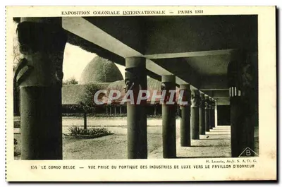 Exposição Colonial Internacional — Paris 1931 — O Congo Belga — Vista tirada do portique das Indústrias de Luxo em direção ao Pavilhão de Honra — H. Lacoste, Arq. S. A. D. G.