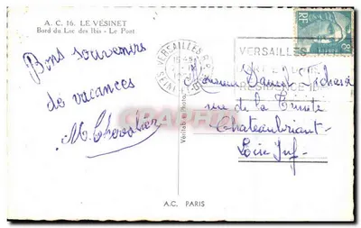 Le Vésinet — Bord do Lago dos Ibis — O Ponte — A.C. Paris — Verso