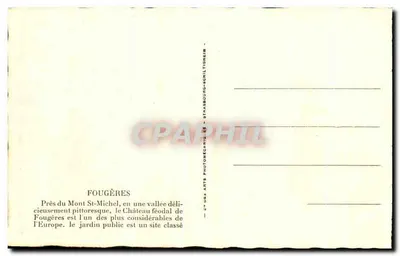 Fougères — Ingang van het kasteel — LL 36 — Uitgever: Arts Photographiques de Strasbourg — Achterkant