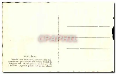 Antika kartpostal Fougeres Le Chateau Courtines Nord — Arka yüz