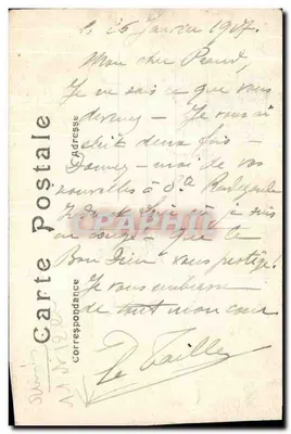 Bilhete postal antigo Montbazon O Donjon e a Estátua da Virgem — Verso