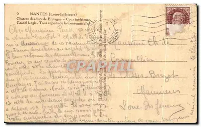 Castelo dos duques da Bretanha — Cour intérieure — Grand Logis e poço da Coroa de Ouro — Éditions A. Martin & Fils — Verso