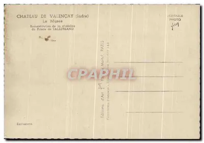 Zamek Valençay (Indre) — Rekonstrukcja pokoju Princesa Talleyrand — Wydawnictwo Art Martel, Paryż — Rewers