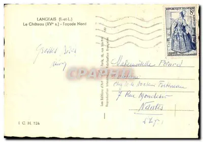 Zamek w Langeais — Façada Północna — Les Éditions d'Art — Rewers
