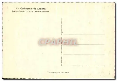 Santa Modesta — Portal Norte (século XIII) — Catedral de Chartres — Ed. HOUVET — Verso