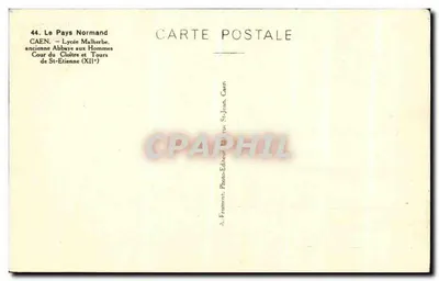 Caen — Stara abbatia mężczyzn, dziedziniec klasztoru i wieże św. Etienne (XI wiek) — Rewers