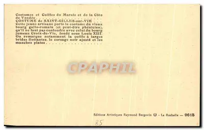 Jonge handwerker in kleding van Saint-Gilles-sur-Vie — Artistieke Uitgaven Raymond Bergevin, n° 9615 — Achterkant