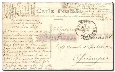 Tarjeta postal antigua Brest Estatua de Armand Rousseau — Reverso