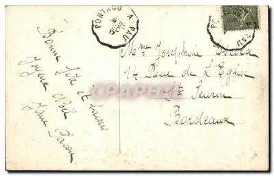 Zimowy krajobraz z kościołem — Wesołych Świąt Bożego Narodzenia — Furia, 1909/4 — Rewers